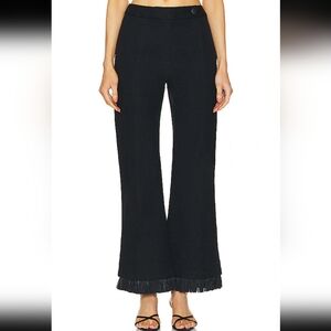 CLEA Parker Raffia Fringe-Trim Trousers
